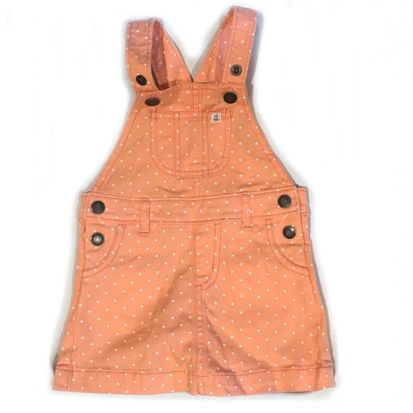Carter's Baby Girls Peach Polka Dot Overalls - 12m - Picture 1 of 2